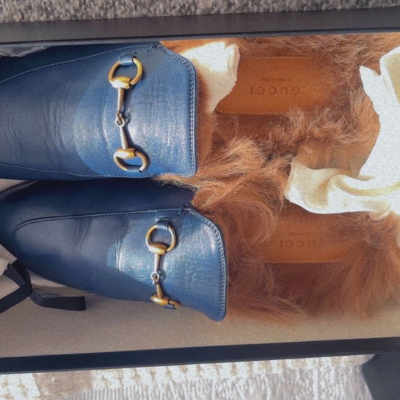 Gucci Women’s Princetown Horsebit Fur Mules - Picture 2 of 10